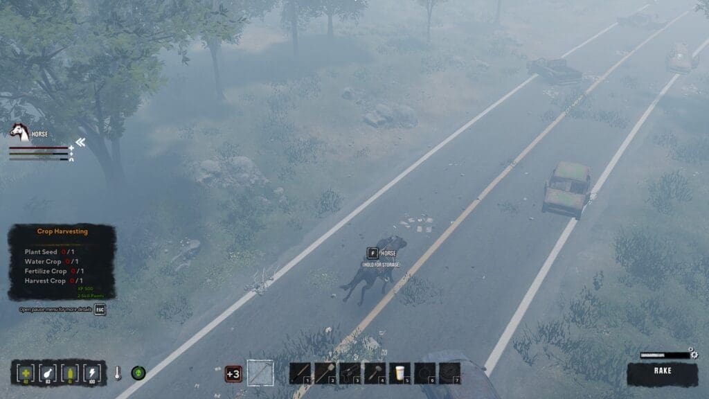 HumanitZ Riding Horse on Empty Road