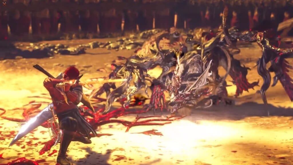 Fighting Kusanagi in Nioh 3.