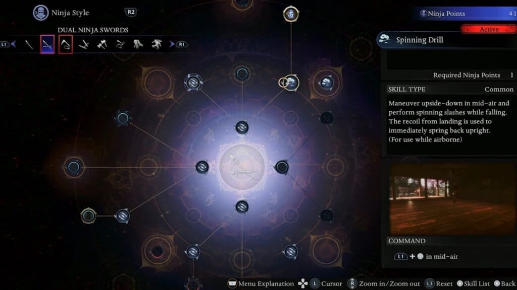 Dual Ninja Swords Skills in Nioh 3.