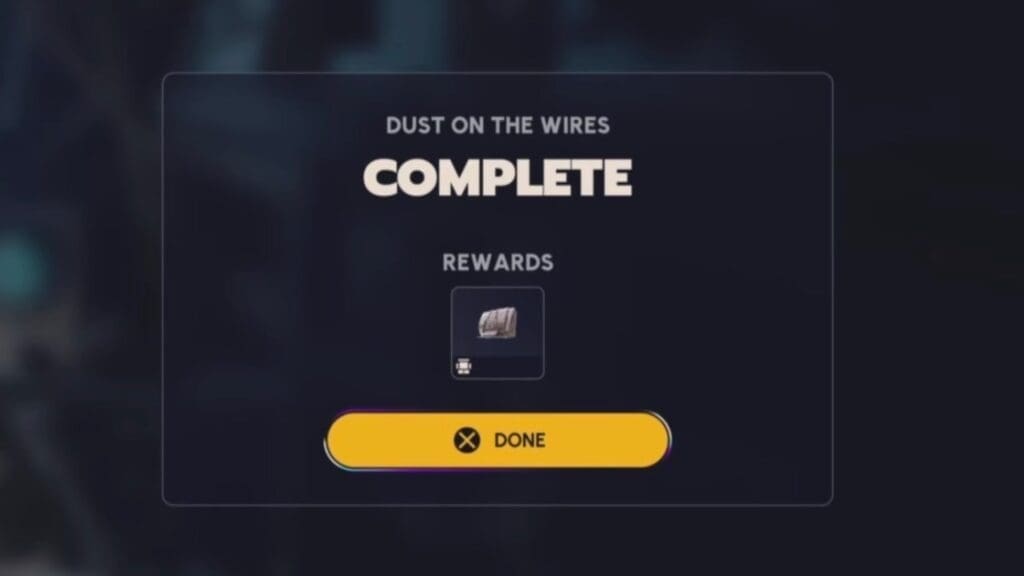 Completing the "Dust on the Wires" quest.